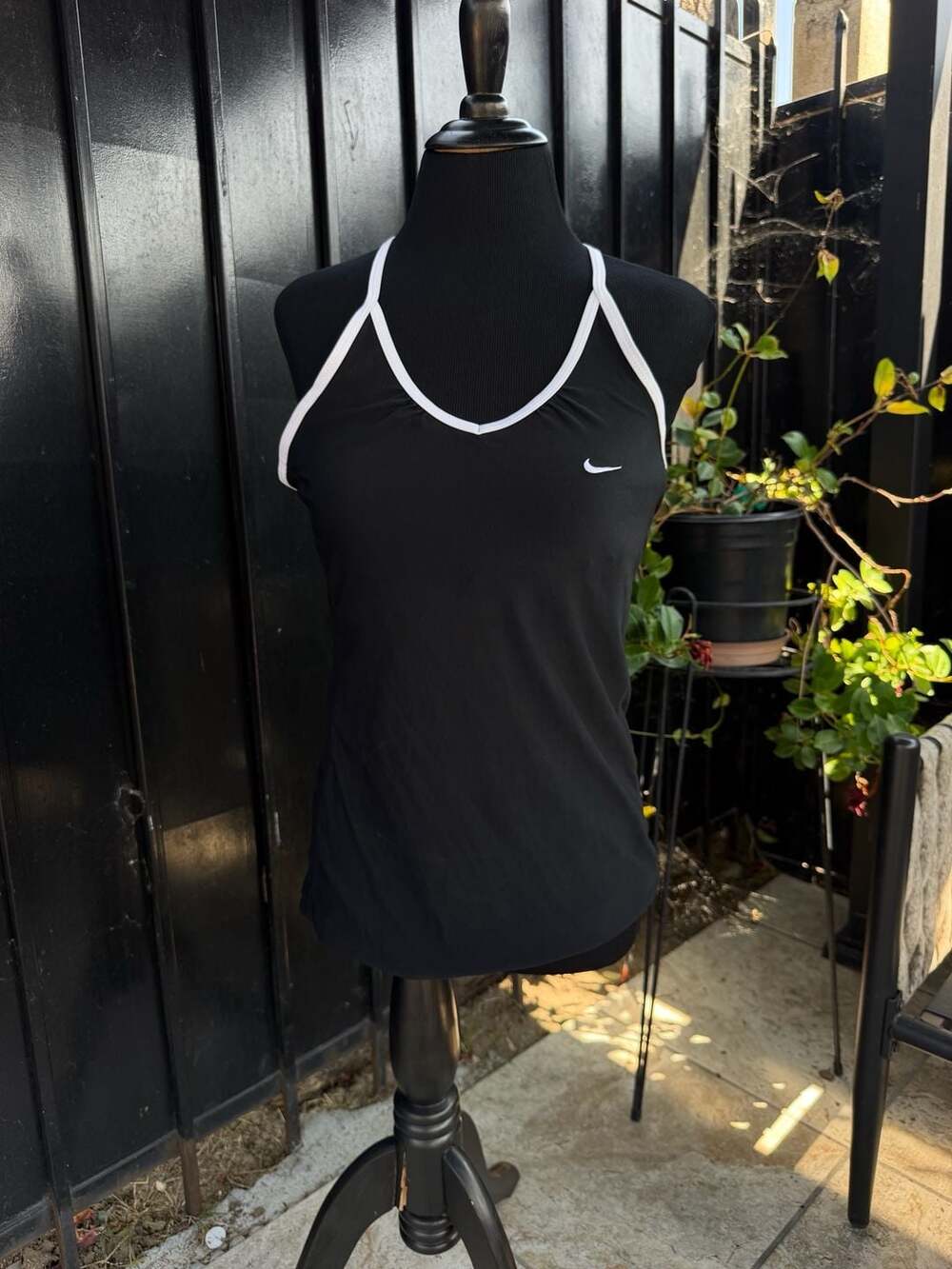 Vtg Y2K Nike Dri-FIT Strappy Tank Top Black White